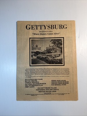 Vintage Historic Gettysburg Travel Newspaper brochure Published May  1979