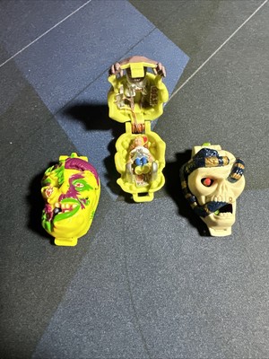 Mighty Max Brain Face Complete Shrunken Heads + Wraptile & Meltdown