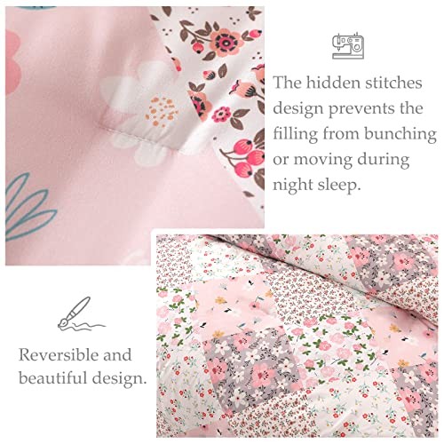 Full Queen Size Comforter Set, Printed Pink Soft Warm Bedding Comforter Sets - Picture 5 of 7