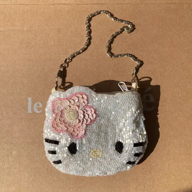 Hello Kitty Glitter Mini Coin Wallet with Chain, 1998 Vintage