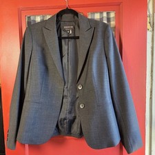 Jones New York Collection Platinum Gray Button Front Long Sleeve Blazer Size 8