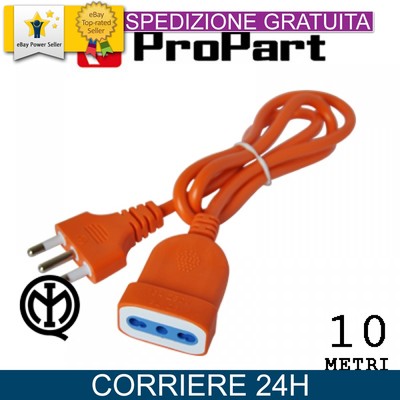 Propart PEP1123-10-OR Prolunga Lineare Da Presa Bipasso A Spina Grande 16a 10 Metri Rinforzata Arancione 89208833 - Foto 1