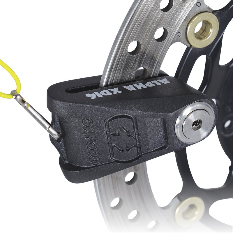 Bloque-disque OXFORD Alpha XD14 noir avec axe en acier cémenté de 14mm pour moto