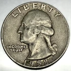 1958 D Washington 90% Silver Quarter Circulated Condition 25c US Coin - 2761