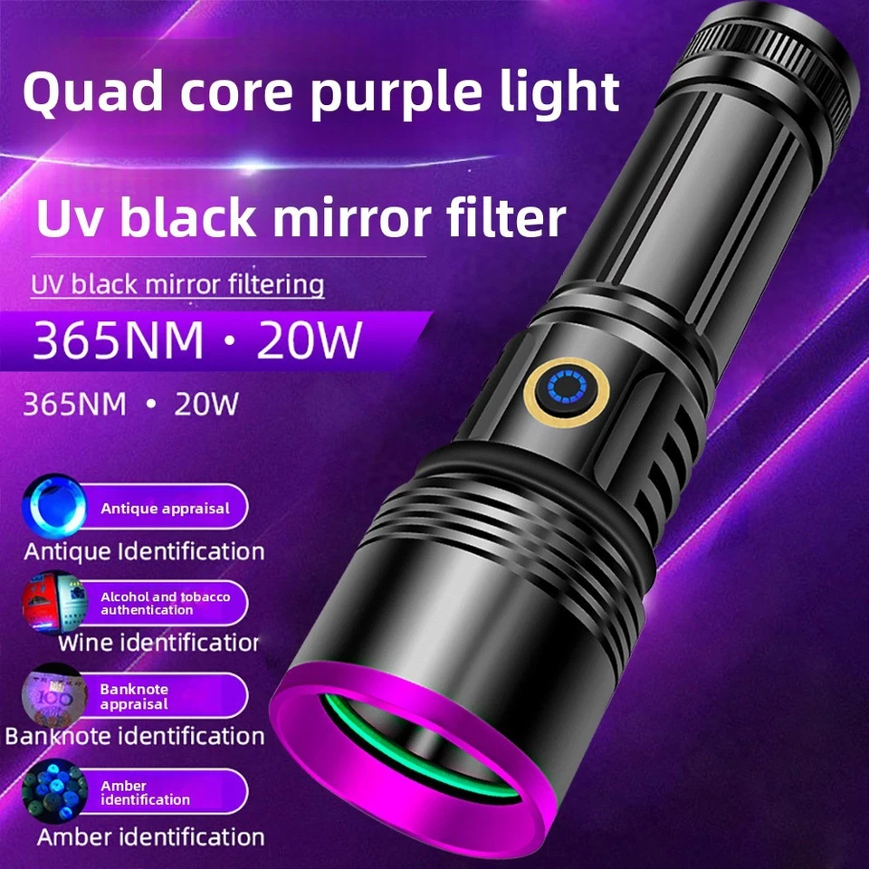 NEW UV Taschenlampe 365nm Ultraviolett Schwarzlicht 5W-120W Bernstein Handlampe - Bild 2 von 4