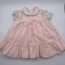 Cradle Togs Pink Embroidered VTG Frilly Baby Girl Dress 3-6 Month Lacy 80 s READ