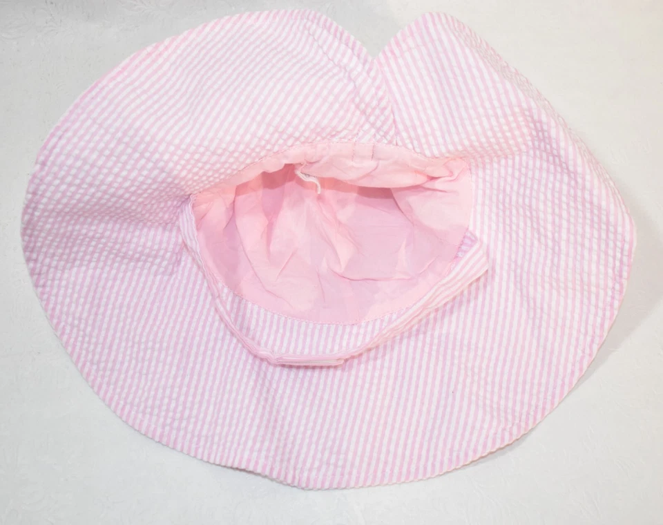 Sombrero Starting Out rosa y blanco a rayas Seersucker niña pequeña Foto 3 de 4