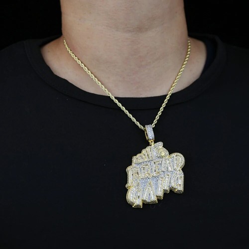 Hop Hip Ice Out Bling BROTBANDE Anhänger Halskette 24k echt vergoldet 5AAA + CZ - Bild 6 von 12