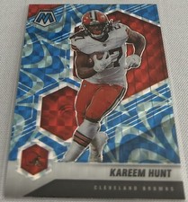 2021 Panini Mosaic Football Kareem Hunt Cleveland Browns Blue Reactive Prizm #56