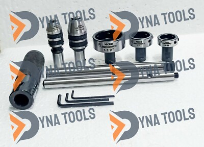 Lathe Tailstock Tap And Die Holder Set MT3 Shank Threading Tapping Kit 8 Pc Set.