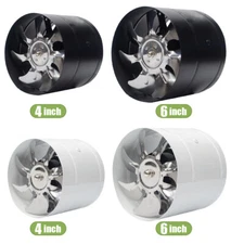 4" 6" Inline Duct Fan Blower Booster Exhaust Fan HVAC Air Cooling Vent Low Noise