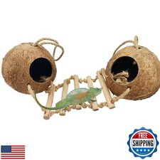 Gecko Coconut Shell Hut Reptile Hideout Home Nesting House Natural Habitat De