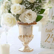 2 AMBER GOLD Classic 8" Roman Urn Style Glass Flower Vases Party Decorations 2 AMBER GOLD Classic 8" Roman Urn Style Glass Flower Vases Party Decorations - Image 1