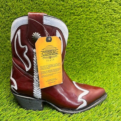 Corral Embroidery Womens Size 6.5M Burgundy Classic Snip Toe