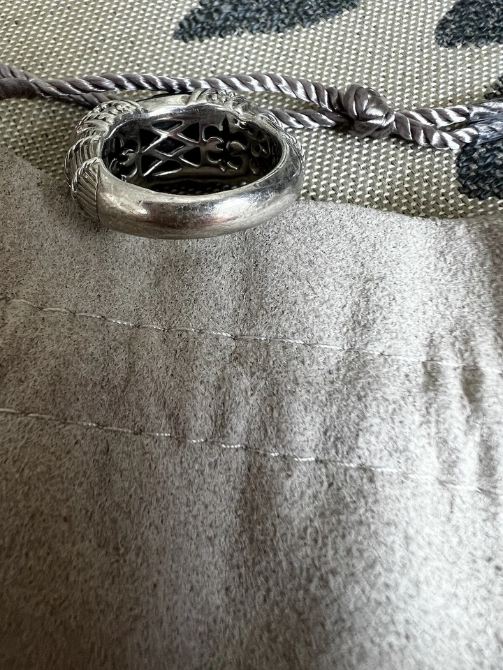 JUDITH RIPKA STERLING SILVER RING SMOKY QUARTZ WHITE STONE - Image 4 of 4