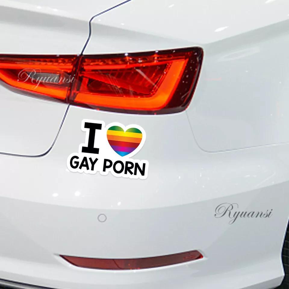 I Love Gay Porn Rainbow Vinyl Decal Hilarious Bumper Sticker - Foto 6