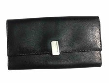 Liz Claiborne Women's Black Coin Card Trifold Leather Wallet