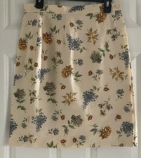 Talbots Faux Wrap Skirt 12P Silk Linen Blend Cottagecore Floral Bloomcore Lined