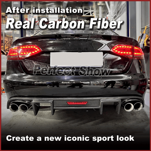 Carbon Heckdiffusor Diffusor Heckschürze Spoiler Lippe Passt für Audi S4 2008-12 - Picture 3 of 13