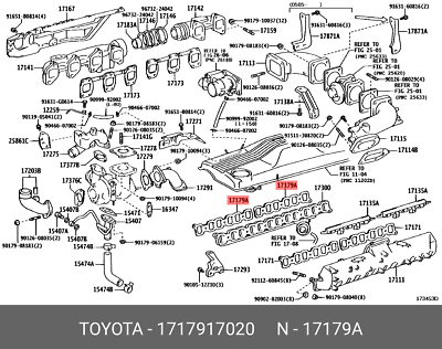 Genuine OE gasket, intake manifold, no.2, 1717917020 for TOYOTA