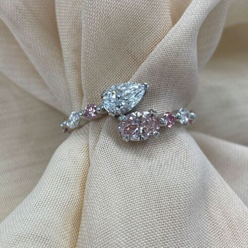 Bague de fiançailles diamant cultivé 1,64 ct bypass or blanc 14 carats - Photo 6 sur 15