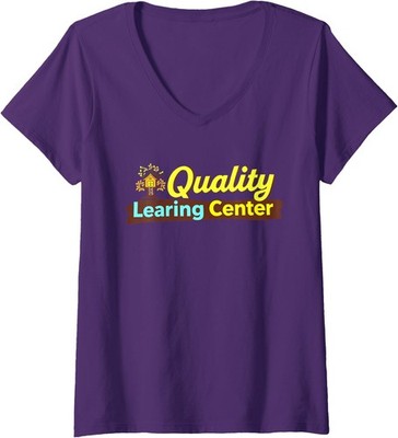Retro Vintage Quality Learning Center School Quote Ladies' V-Neck Tshirt