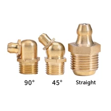 M4-M20 1/8 1/4 1/2 Metric/BSP/NPT Brass Grease Nipple Fitting, Straight/45°/90°
