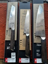 Shun Fuji Japanese 8inch Chef 6inch Serrated Utility 6.5inch Master Utility Set3