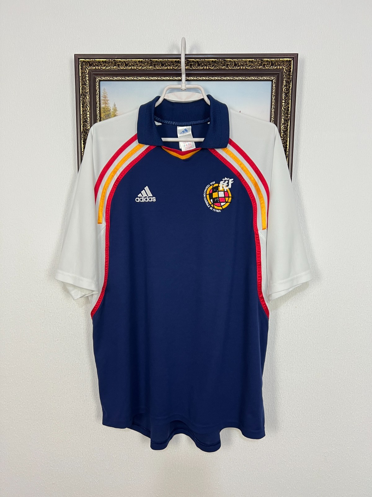 Vintage 90's Adidas Spain Football Train Shirt Soccer Jersey National Size L
