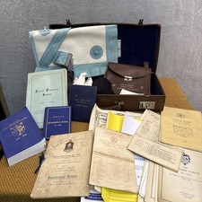 Masonic Bundle: Leather Case & Wallet, Apron, Gloves, Ties, Books & Documents