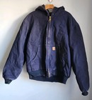 Carhartt Sz L Womens Jacket Navy Quilt Lined Duck Canvas J130