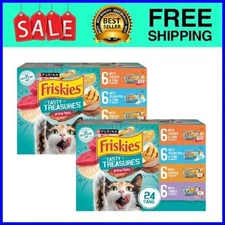 Purina Friskies Wet Cat Food Variety Pack, Tasty Treasures Prime Filets, 48 Pack