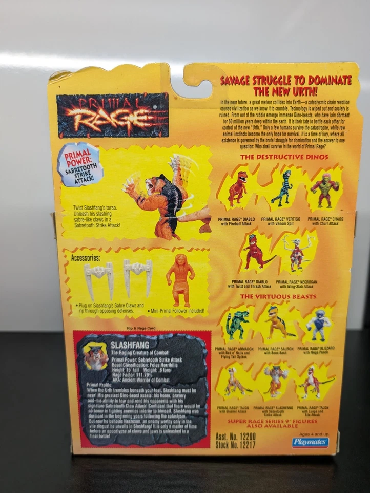 PRIMAL RAGE Slashfang Action Figure-Playmates-Vintage-1997 sealed - Image 2 of 4