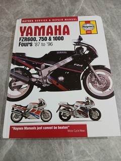 Haynes Workshop Manual for Yamaha FZR600 750 & 1000 Fours '87 to '96