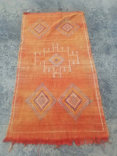 Distressed Fine Vintage Traditional Hand Made Moroccan Wool Kilim 181x96cm