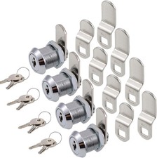 Keyed Alike Cam Locks for Cabinets, Drawers, and Toolboxes - 4 Pack