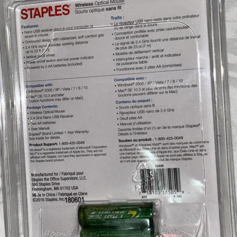 ⭐️Staples Wired Optical Mouse Black PC & Mac Compatible 2016 BRAND NEW⭐️ SEALED - Image 2 of 2