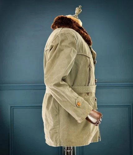 Vintage 1950s French ‘Canadienne’ Barnstormer Mackinaw Mouton Canvas Jacket “L” image 7
