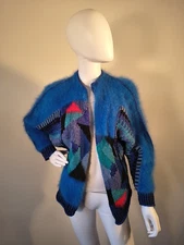 A Vintage Hand Knit Wool And Mohair Color Blocked Sweater C1980's Sz M