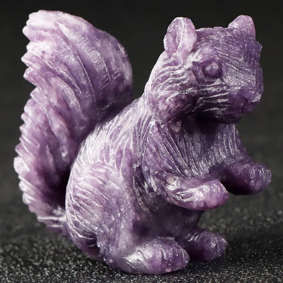 SMQ 2'' Crystal Squirrel Statue Purple Lepidolite Healing Crystal Hand Carved ...