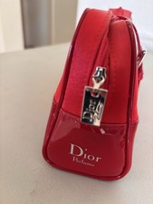 Christian Dior Vintage Red Parfums Makeup Bag Zipper Pouch. A10