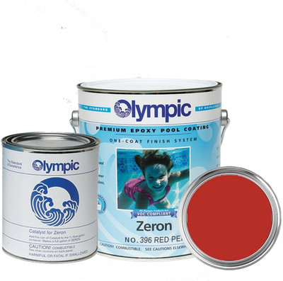 Olympic Zeron Red Pepper Pool Paint 1 Gallon 2-Part Epoxy High Gloss Finish