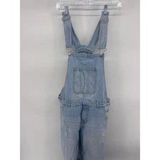 Denim Overalls Light Wash Carpenter Style Utility Pocket Relaxed Fit Casual