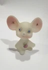 White Fenton Glass Mouse Hand Painted And Signed By Jerry Stevens