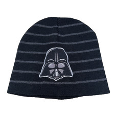 Star Wars Darth Vader Beanie Black Gray Striped Knit Hat Adult Unisex