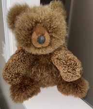 Vintage Handcrafted Teddy Bear 12" Made from Alpaca Wool Llama Caramel Tone Peru