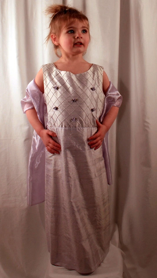 Toddler Girls Formal Dress Peaches 'n Cream Lilac Silk Taffeta with Shawl 4T NWT - Image 3 of 4