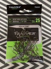 Trapper Tackle 3/0 Offset Wide Gap EWG Worm Hooks (25 Pack)  - FAST SHIPPING!