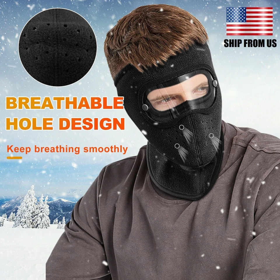 Máscara de esquí de pasamontañas invierno a prueba de viento polar térmica máscara facial completa con cubierta para las orejas Foto 3 de 4