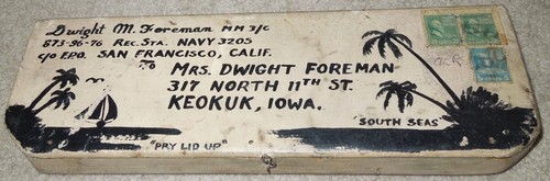 WW2 US Navy Sailor's Hand-Painted "South Seas" Trinket Box w/ Irving Berlin Auto